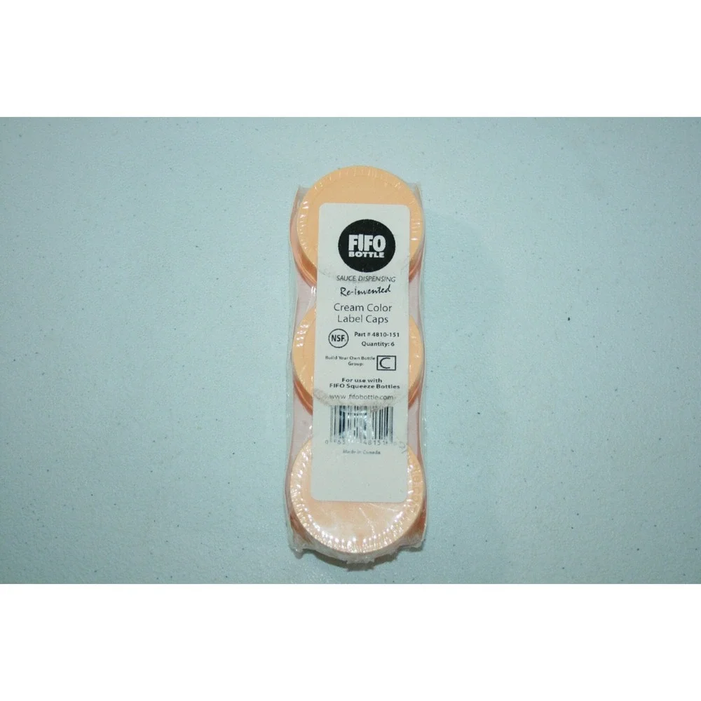 FIFO 4810-151 Cream Color Label Cap for FIFO‎ Squeeze Bottle 6 Pack NEW